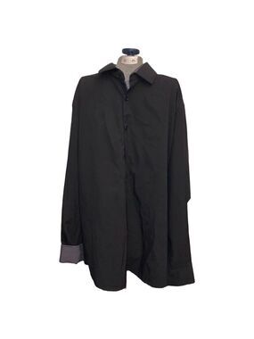 Men's TOM BAINE Black Slim Fit Dress Shirt Neck 17.5